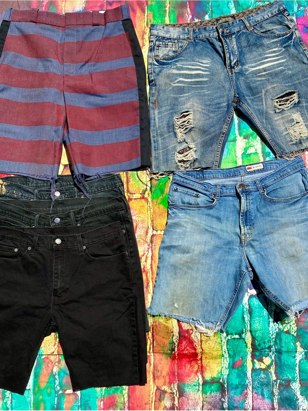 Levi's,City Ink,Wrangler USPS Men's Mixed Denim Black / Blue Shorts Summer